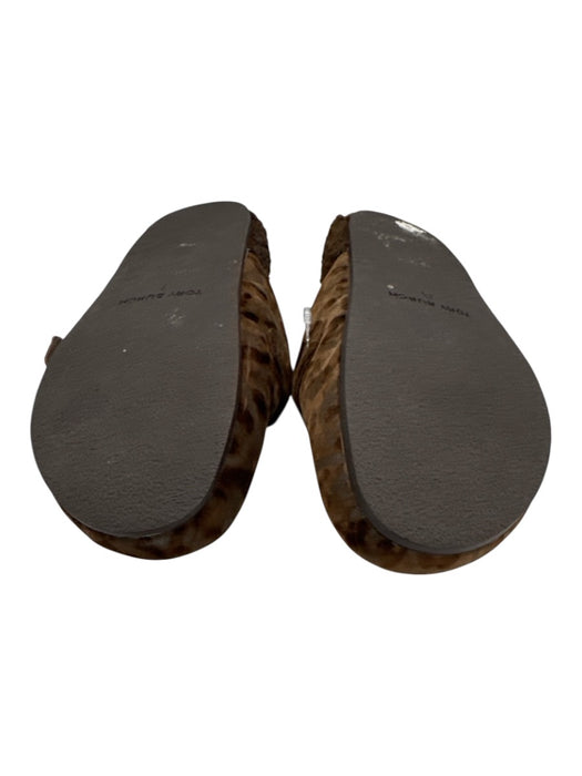 Tory Burch Shoe Size 7 Mixed Brown Textile Faux Shearling Abstract Print Clogs Mixed Brown / 7