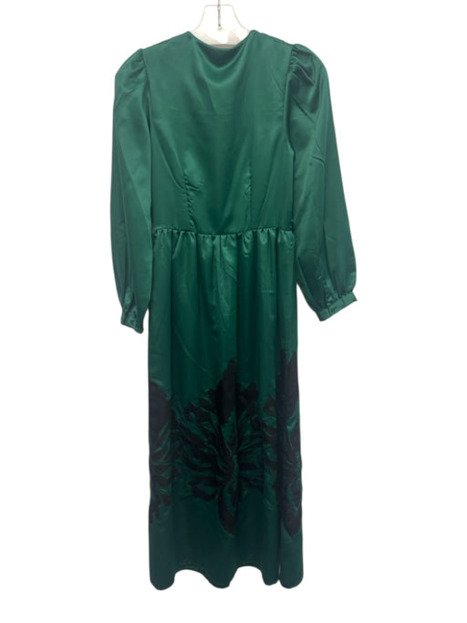 Nikasha Size XXS Green Polyester V Neck Long Sleeve Zip Close Maxi Dress Green / XXS