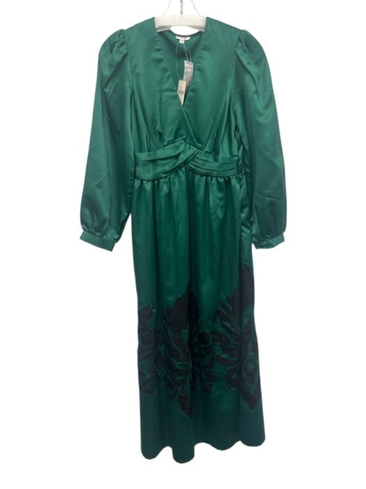 Nikasha Size XXS Green Polyester V Neck Long Sleeve Zip Close Maxi Dress Green / XXS