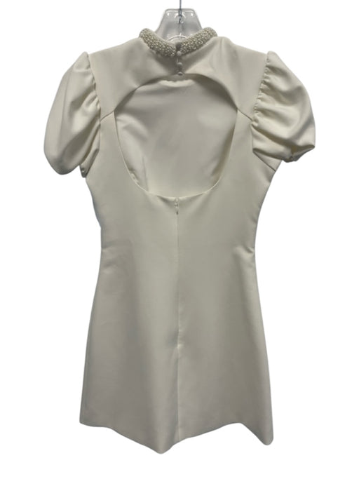 Likely Size 0 Off White Poly Blend Cut Out Back Puff Sleeve Knee length Dress Off White / 0