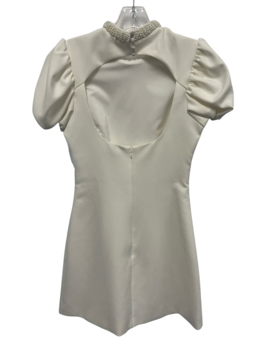 Likely Size 0 Off White Poly Blend Cut Out Back Puff Sleeve Knee length Dress Off White / 0