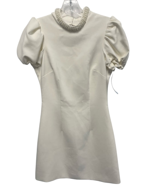 Likely Size 0 Off White Poly Blend Cut Out Back Puff Sleeve Knee length Dress Off White / 0