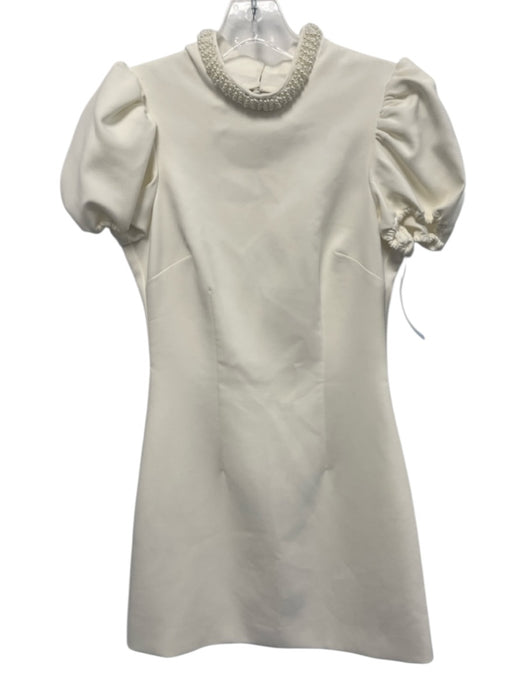 Likely Size 0 Off White Poly Blend Cut Out Back Puff Sleeve Knee length Dress Off White / 0