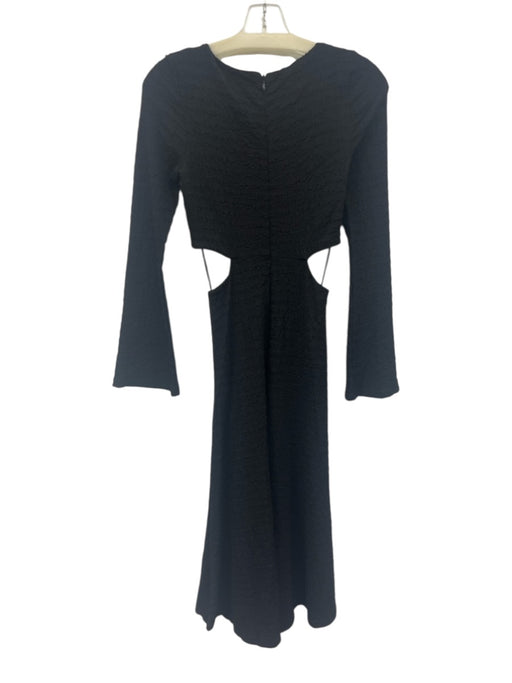 Likely Size 2 Black Poly Blend Cut Outs Texture Zip Back Long Sleeve Dress Black / 2