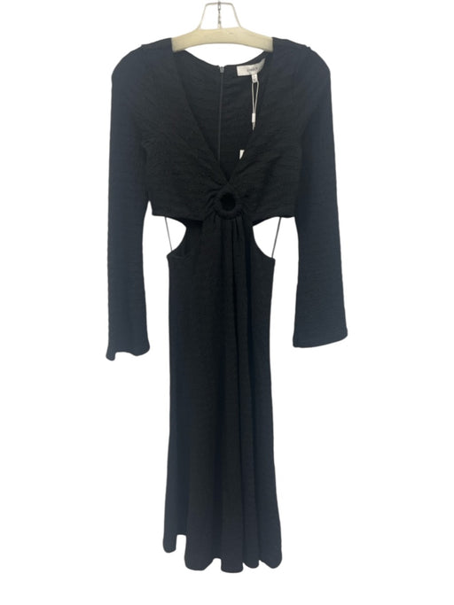 Likely Size 2 Black Poly Blend Cut Outs Texture Zip Back Long Sleeve Dress Black / 2