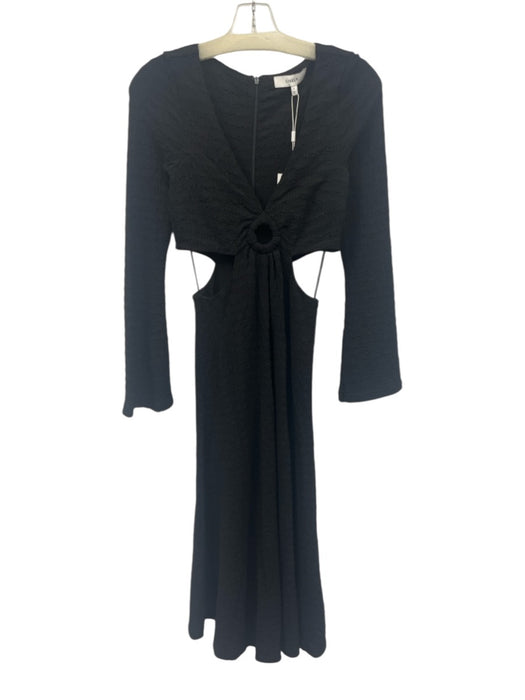 Likely Size 2 Black Poly Blend Cut Outs Texture Zip Back Long Sleeve Dress Black / 2