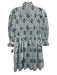 Hyacinth House Size XS Blue & White Cotton Blend Smocked Bodice Zip Back Dress Blue & White / XS