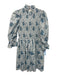 Hyacinth House Size XS Blue & White Cotton Blend Smocked Bodice Zip Back Dress Blue & White / XS