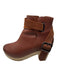 Free People Shoe Size 37 Brown Leather Wood Sole Block Heel Ankle Strap Clogs Brown / 37