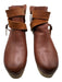 Free People Shoe Size 37 Brown Leather Wood Sole Block Heel Ankle Strap Clogs Brown / 37