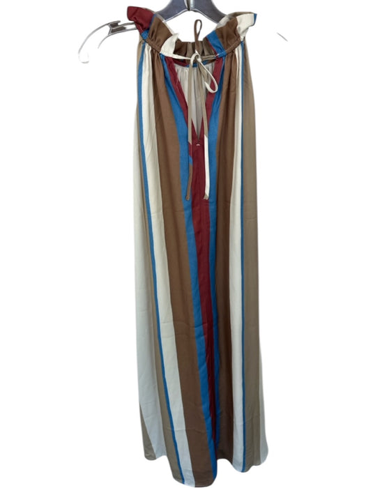 Banana Republic Size XSP Tan & Rust Polyester Sleeveless Striped Neck Tie Dress Tan & Rust / XSP