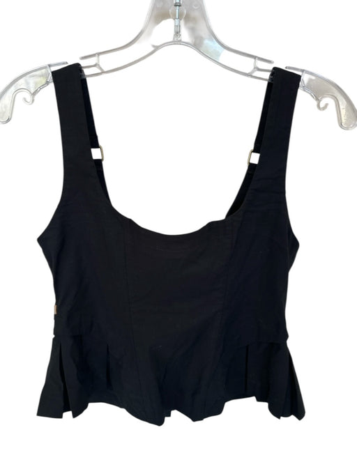 Maeve Size S Black & Tan Viscose & Cotton Sleeveless Pleated Buttons Top Black & Tan / S