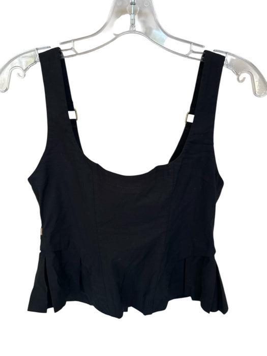 Maeve Size S Black & Tan Viscose & Cotton Sleeveless Pleated Buttons Top Black & Tan / S
