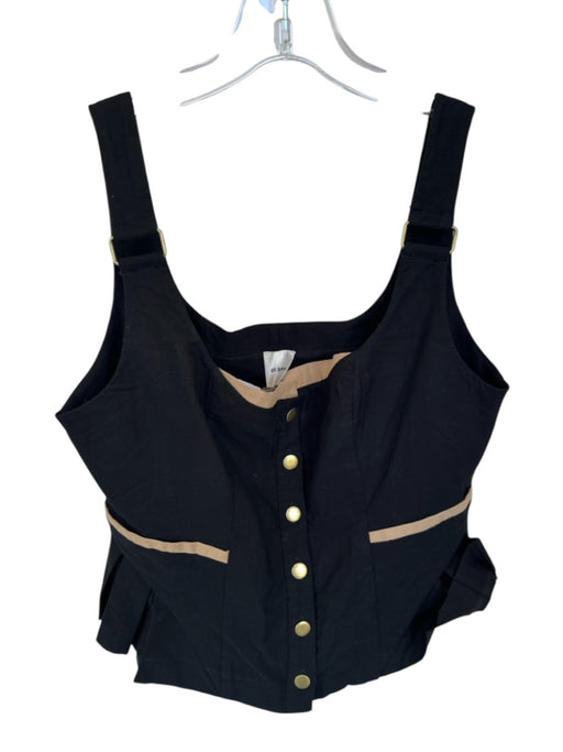 Maeve Size S Black & Tan Viscose & Cotton Sleeveless Pleated Buttons Top Black & Tan / S