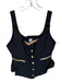 Maeve Size S Black & Tan Viscose & Cotton Sleeveless Pleated Buttons Top Black & Tan / S