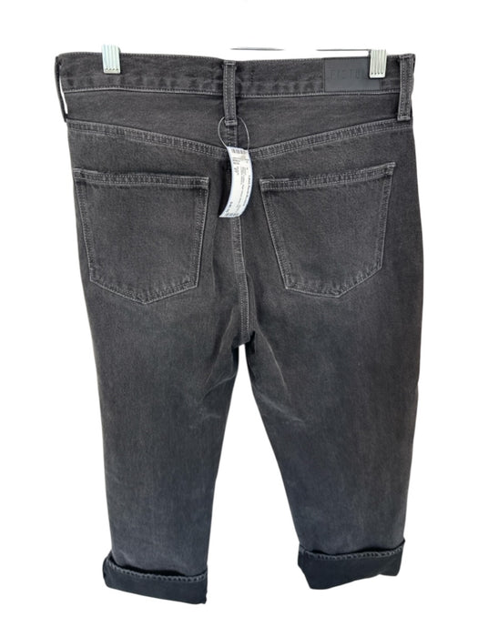 Pistola Size 27 Black Cotton High Waist Wide Leg Cuffed Jeans Black / 27