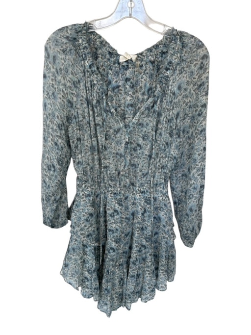 Loveshackfancy Size XS Slate Blue & Gray Viscose Long Balloon Sleeve Dress Slate Blue & Gray / XS