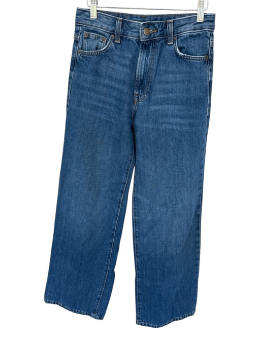 Zara Size 2 Dark Wash Cotton High Waist Wide Leg Jeans Dark Wash / 2