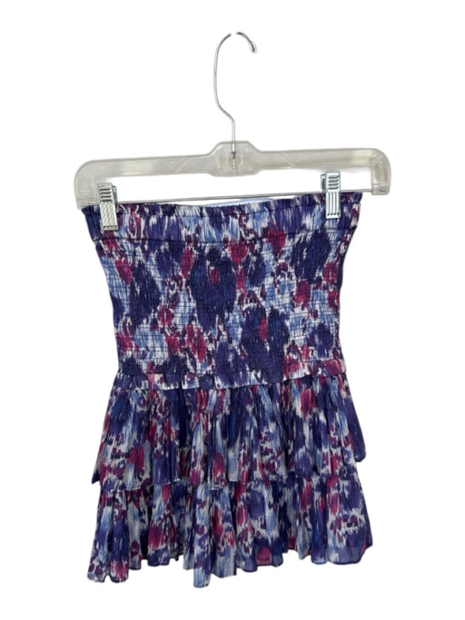 Isabel Marant Size 36 Purple & Blue Cotton High Waist Ikat Smocked Skirt Purple & Blue / 36