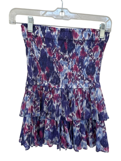 Isabel Marant Size 36 Purple & Blue Cotton High Waist Ikat Smocked Skirt Purple & Blue / 36