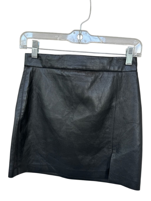Wilfred Size 2 Black Vegan Leather High Waist Slit Mini Skirt Black / 2