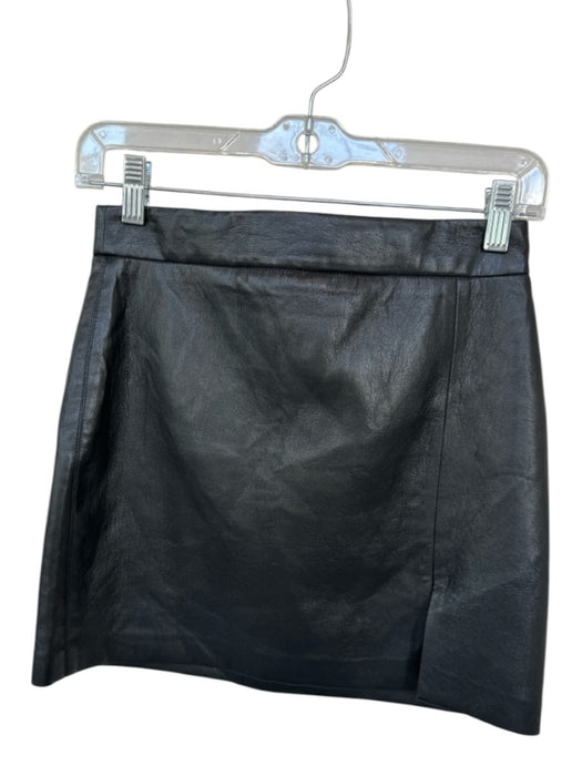 Wilfred Size 2 Black Vegan Leather High Waist Slit Mini Skirt Black / 2