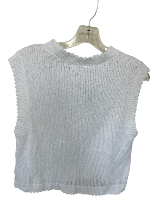 Rachel Comey Size M White Cotton Cap Sleeve Knit Raw Hem Top White / M