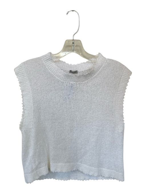 Rachel Comey Size M White Cotton Cap Sleeve Knit Raw Hem Top White / M