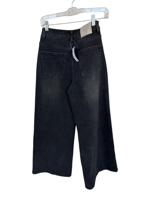 Lokita Size M Black Cotton Blend High Waist Rhinestone Wide Leg Jeans Black / M