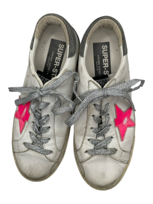 Golden Goose Shoe Size 38 White & Pink Leather Lace Up Athletic Sneakers White & Pink / 38
