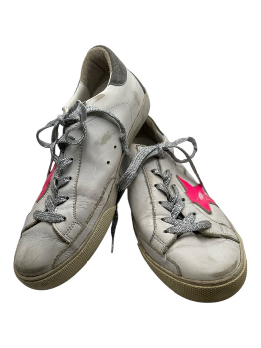 Golden Goose Shoe Size 38 White & Pink Leather Lace Up Athletic Sneakers White & Pink / 38