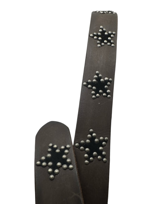Free People Dark Brown & Silver Leather Studded stars Wide Belts Dark Brown & Silver / S/M