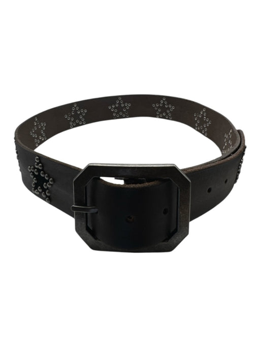 Free People Dark Brown & Silver Leather Studded stars Wide Belts Dark Brown & Silver / S/M
