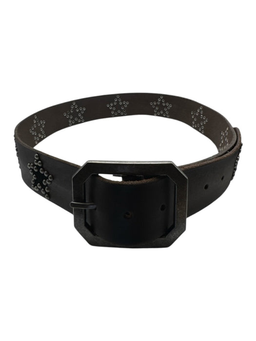 Free People Dark Brown & Silver Leather Studded stars Wide Belts Dark Brown & Silver / S/M