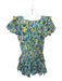 Loveshackfancy Size S Blue & Yellow Cotton V Neck Middle Pleat Dress Blue & Yellow / S