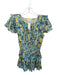 Loveshackfancy Size S Blue & Yellow Cotton V Neck Middle Pleat Dress Blue & Yellow / S