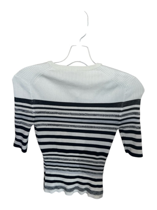 Simkhai Size XS Black & White Rayon Blend Striped Half Sleeve Form Fitting Top Black & White / XS