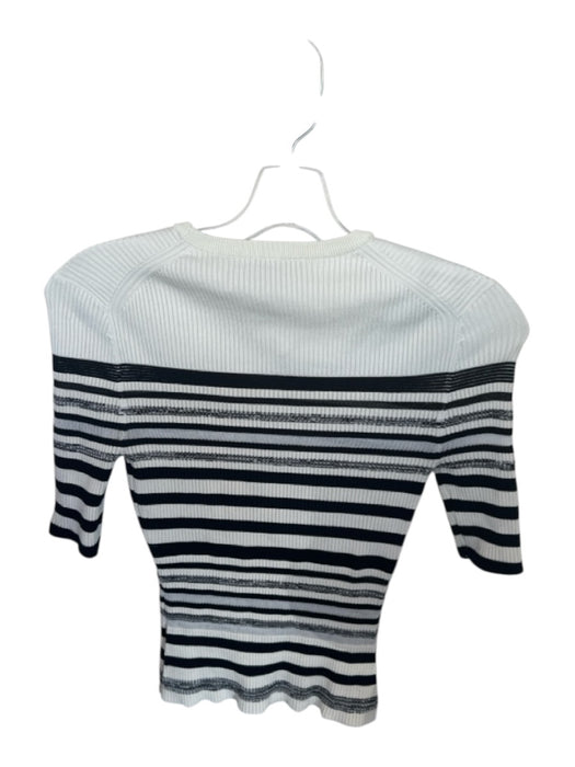 Simkhai Size XS Black & White Rayon Blend Striped Half Sleeve Form Fitting Top Black & White / XS