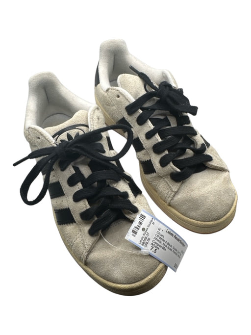 Adidas Shoe Size 7.5 Off White & Black Suede Low Top Athletic thick laces Shoes Off White & Black / 7.5