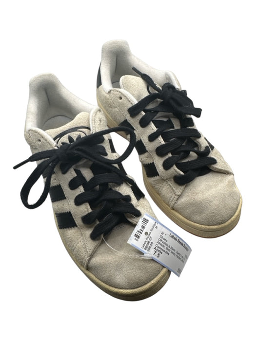 Adidas Shoe Size 7.5 Off White & Black Suede Low Top Athletic thick laces Shoes Off White & Black / 7.5