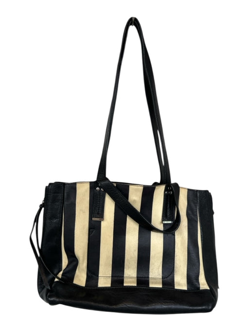 Jerome Dreyfuss Black & Cream Leather Top Handles Striped Long Strap Incl. Bag Black & Cream / M