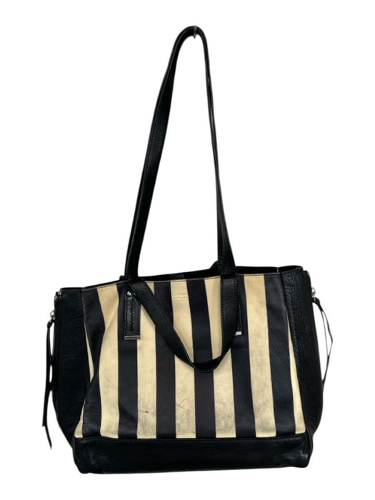 Jerome Dreyfuss Black & Cream Leather Top Handles Striped Long Strap Incl. Bag Black & Cream / M