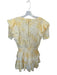 Loveshackfancy Size XS Yellow & White Cotton Lace Detail Scrunch Waist Dress Yellow & White / XS