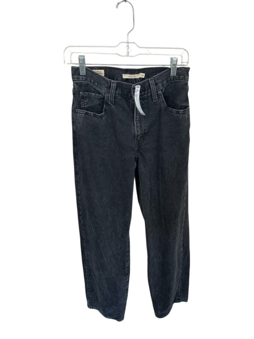 Levi's Size 24 Charcoal Cotton High Rise Wide Leg Washed Jeans Charcoal / 24