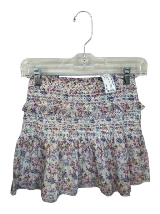 Loveshackfancy Size S Pink & Purple Cotton Floral Ruffle Mini scrunch Skirt Pink & Purple / S