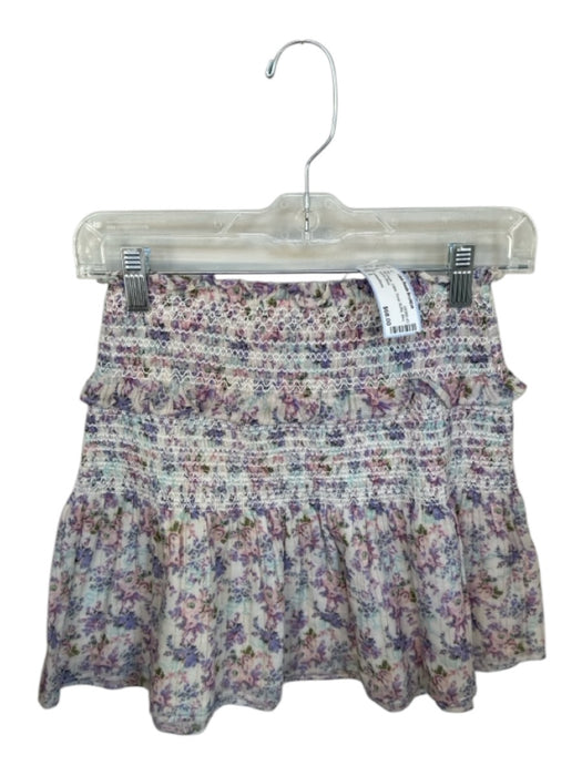 Loveshackfancy Size S Pink & Purple Cotton Floral Ruffle Mini scrunch Skirt Pink & Purple / S
