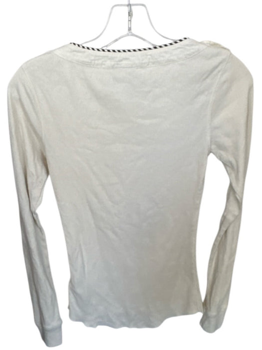 Scotch & Soda Size XS Cream Cotton Blend Ribbed Button Detail Long Sleeve Top Cream / XS