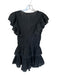 Loveshackfancy Size XS Black Cotton Flutter Sleeves Lace Detail V Neck Dress Black / XS