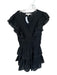 Loveshackfancy Size XS Black Cotton Flutter Sleeves Lace Detail V Neck Dress Black / XS