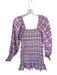 Loveshackfancy Size XS purple & pink Cotton Long Balloon Sleeve Plaid Dress purple & pink / XS